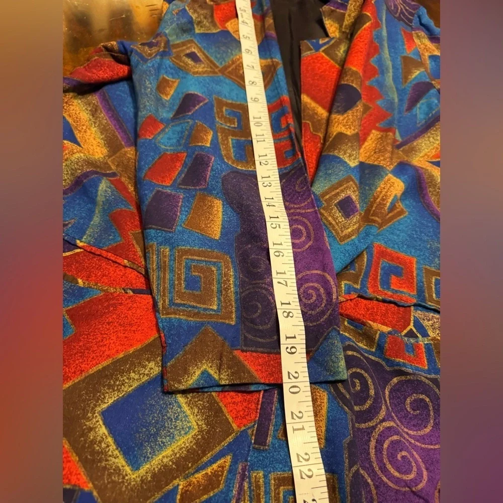 Michael Taylor Vintage Blue Purple Abstract Southwestern Lightweight Blazer Sz S